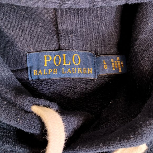 Polo Ralph Lauren Mens Large Blue Polo RL 67 Front Pockets Pullover Hoodie - Picture 2 of 5